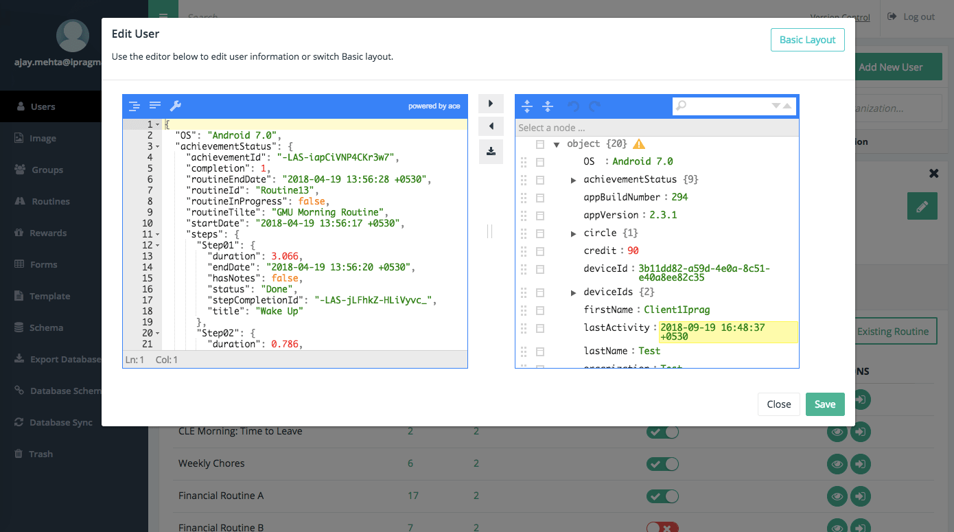 Edit User Advance Layout